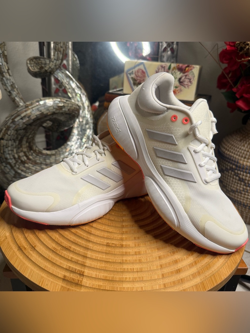 Adidas Response Women's Size 8 Running Shoes White Orange Athletic Sneakers